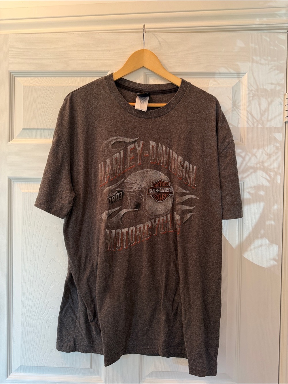Harley-Davidson Charcoal Gray Graphic Tee with Red Accents